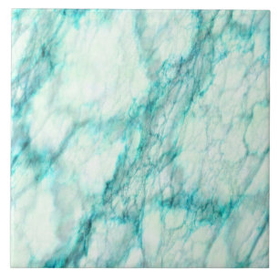 Trendig Teal White Marbling Mönster Kakelplatta