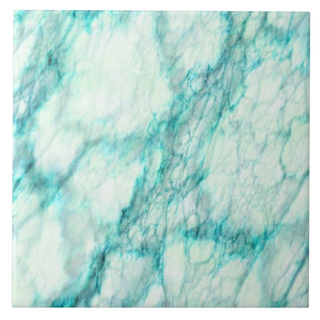 Trendig Teal White Marbling Mönster Kakelplatta (Framsidan)
