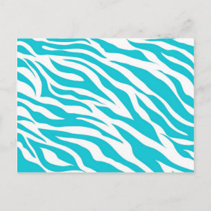 Trendig Teal White Zebra ränder Vild Djurutskrifte Vykort