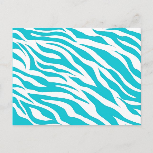 Trendig Teal White Zebra ränder Vild Djurutskrifte Vykort (Framsida)