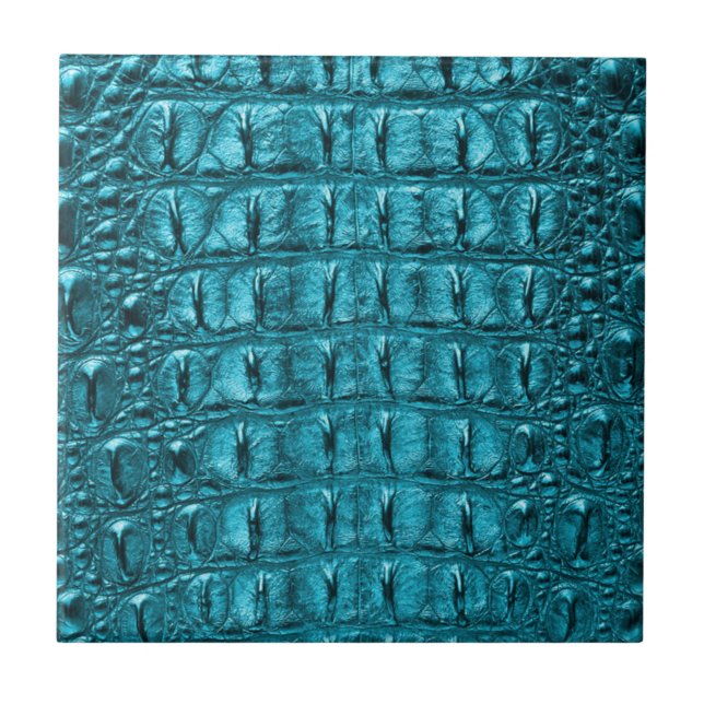 trendig tealturkos aqua blue alligator print kakelplatta (Framsidan)