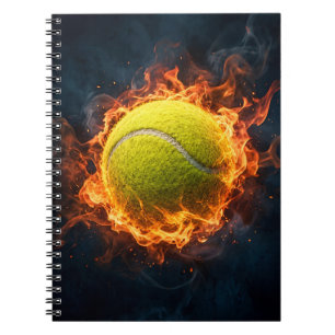 Trendig tennisboll i brand modern idrottskonst anteckningsbok