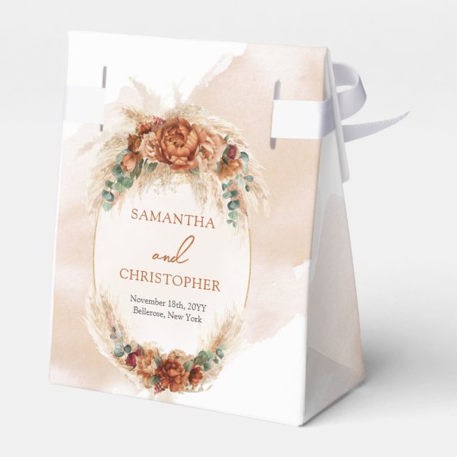 Trendig teracotta rosty burgundpampas presentaskar (Baksidan Sidan)