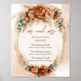 Trendig Terracotta burgundy arch namnteckning dryc Poster