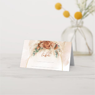 Trendig Terracotta och blomkrämer Placeringskort