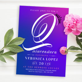 Trendig Tiara Rosa Gradient 15 Quinceañera Party Inbjudningar