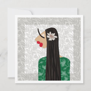 Trendig tjej 1b modeillustration konstkort inbjudningar