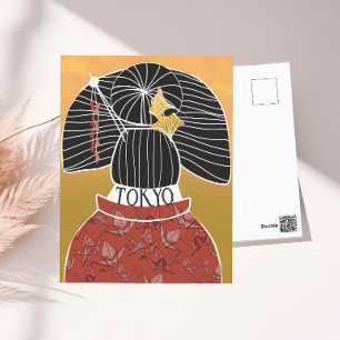 Trendig Tokyo Kimono Yukata Hand Illustrated Vykort