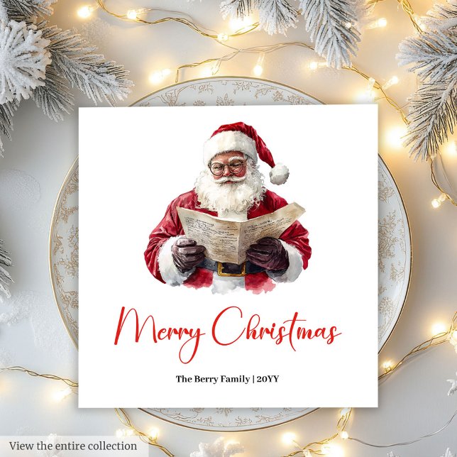 Trendig tomte redigerbar julserviett pappersservett (Chic Santa Claus Trendy Editable Christmas Napkin)