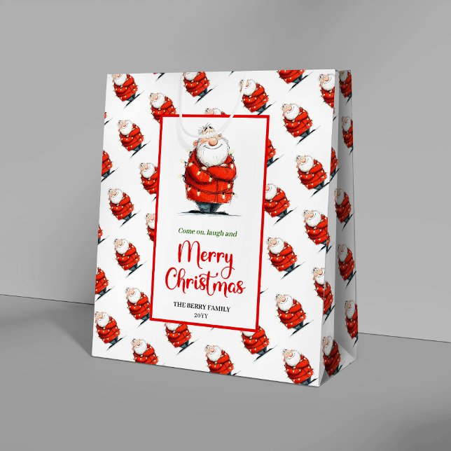 Trendig tomtepresentpåse redigerbar festlig charm (Trendy Santa Claus gift bag editable festive charm

)