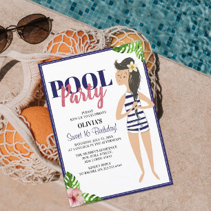 Trendig tonårspoolparty Födelsedag Inbjudningar