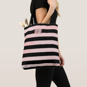 Trendig Totebag med Rosa Guld Ränder Tygkasse