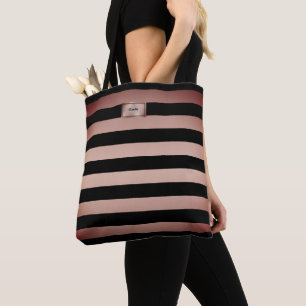 Trendig Totebag med Rosa Guld Ränder Tygkasse
