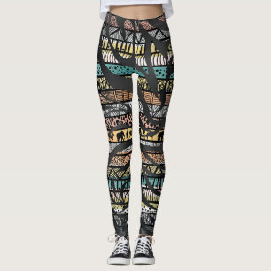 Trendig Tribal African Mönster Zebra tryck Leggings