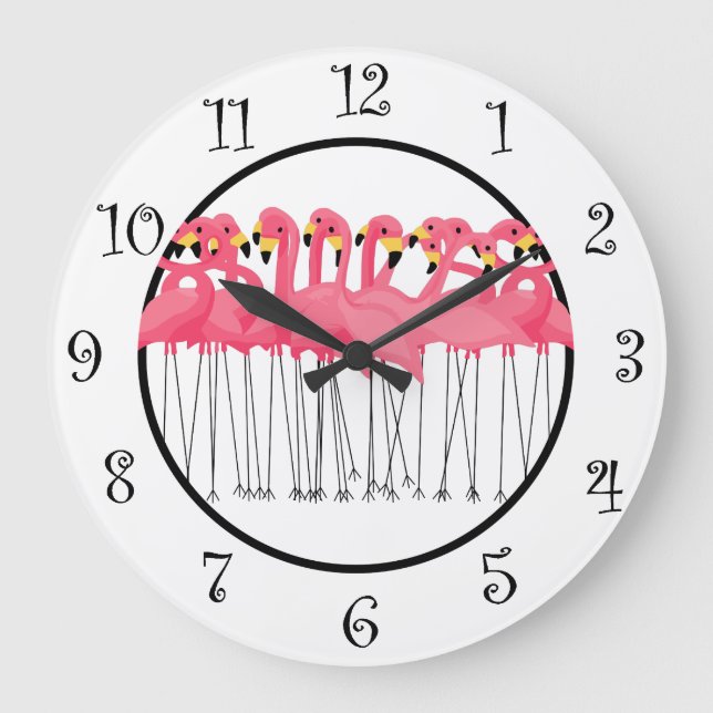 Trendig Tropical Flamingo Kitchen Clocks Stor Klocka (Framsida)