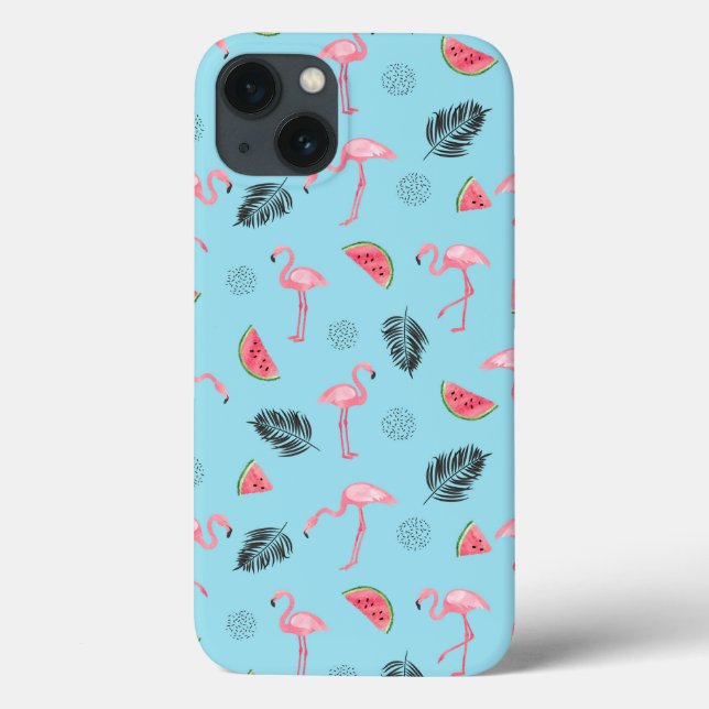 Trendig Tropical Flamingo & Watermelon Mönster (Baksida)