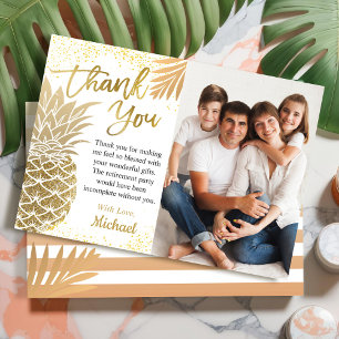 Trendig Tropical Guld Pineapple Summer Party Photo Tack Kort