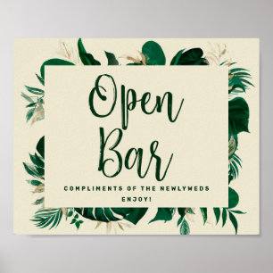 Trendig Tropical Open Pub Wedding Reception Sign Poster