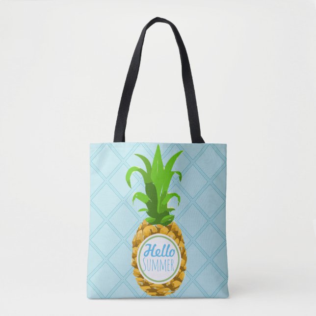 Trendig Tropical Pineapple Hej Sommar Tygkasse (Framsida)