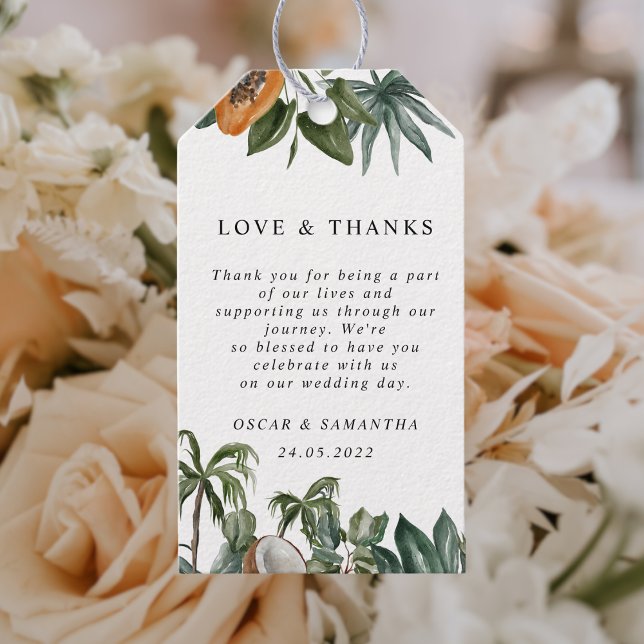 Trendig Tropical Watercolor Grönt Löv Presentetikett (Skapare uppladdad)