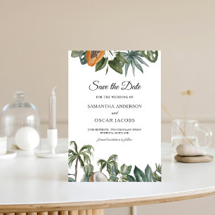 Trendig Tropical Watercolor Grönt Löv Spara Datumet