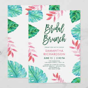 Trendig Tropical Watercolor Möhippa Brunch Inbjudningar