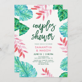 Trendig Tropical Watercolor Par Shower Inbjudningar