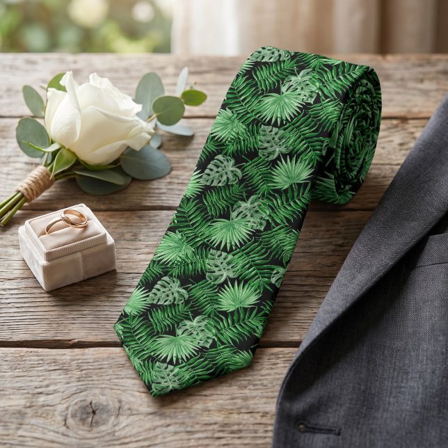 Trendig tropisk grön palmlöv sommar konst slips (Skapare uppladdad)