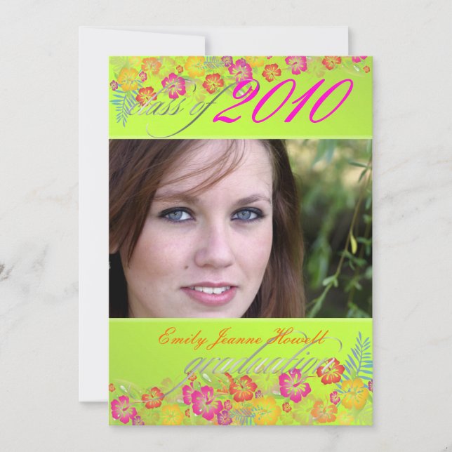 Trendig Tropiska blommor Studenten Party Inbjudningar (Framsida)