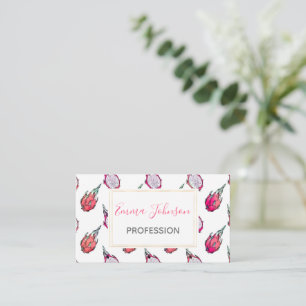 Trendig Tropiska Dragon Fruit Halves White Mönste Visitkort