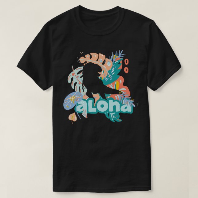 Trendig Tropiskt tema Cute ALOHA DINOSAUR Hawaiian T Shirt (Design framsida)