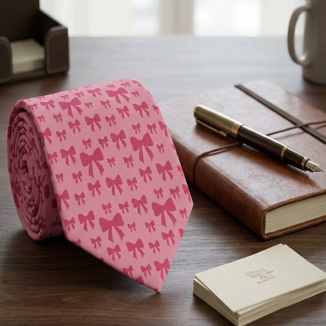 Trendig Tulpan Rosa Band Mönster På Boho Chic Rosa Slips (Skapare uppladdad)