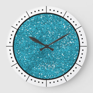 Trendig Turcos Blue Glitter Stor Klocka