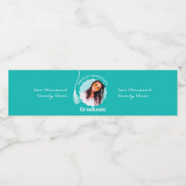 Trendig turkos examensfoto vattenflaskor etikett