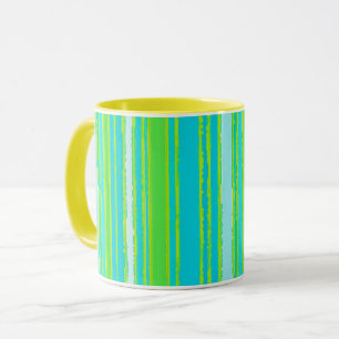 Trendig Turkos Lime Green Rand Mönster Mugg