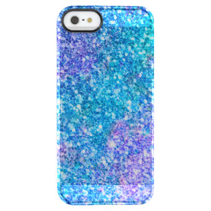 Trendig Turquise-Blue & Rosa Glitter Clear iPhone SE/5/5s Skal