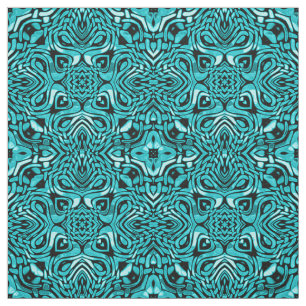 Trendig Turquise Teal Blue African Mosaic Mönster Tyg