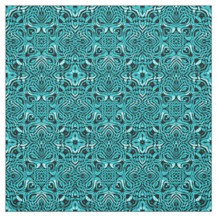 Trendig Turquise Teal Blue African Mosaic Mönster Tyg