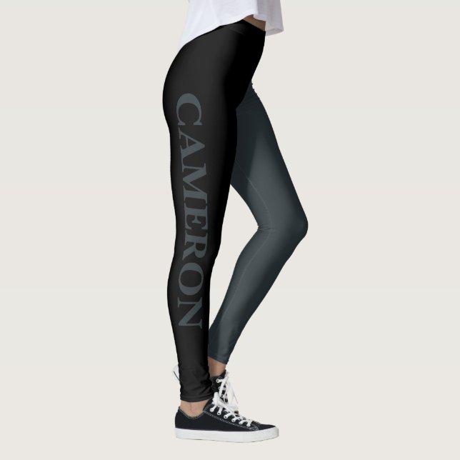 Trendig två Färg | NAMN | Black and Gunmetal Leggings (Höger)