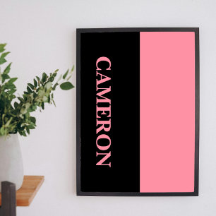 Trendig två Färg NAMN Rosa av svart och lax Poster
