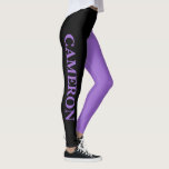 Trendig två Färg | NAMN | Svart och Ametyst Leggings<br><div class="desc">Trendig två Färg | PERSONLIG NAMN | Svart och Ametyst Leggings</div>