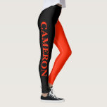 Trendig två Färg | NAMN | Svart och Scarlet Leggings<br><div class="desc">Trendig två Färg | PERSONLIG NAMN | Svart och Scarlet</div>