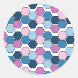 Trendig Twilight City Blue och Rosa Hexagon Mönste Runt Klistermärke