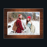 Trendig Typewriter-teckensnittsminimalistträdsfoto Vykort<br><div class="desc">Snyggt och Trendig Typewriter Font Minimalist Glad helg Photo Helgdag Postcard - Rustic Wood</div>