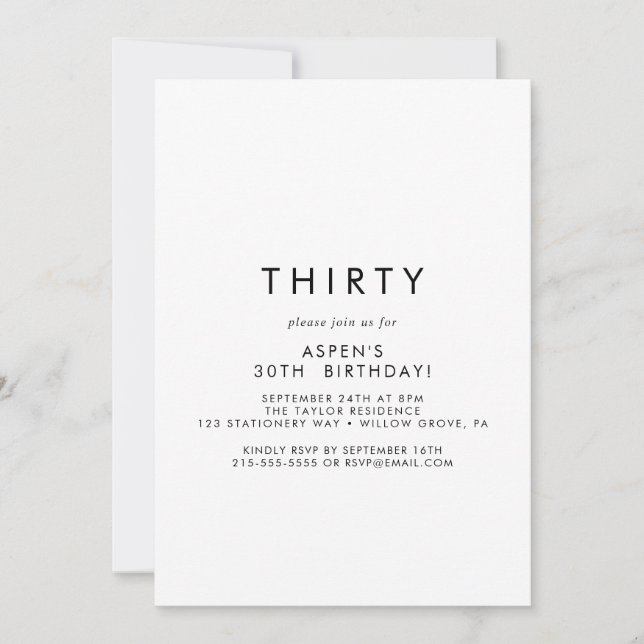 Trendig typografi 30-årsfest inbjudan (Framsida)