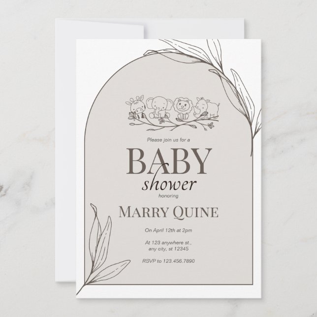 Trendig typografi baby shower  inbjudningar (Framsida)