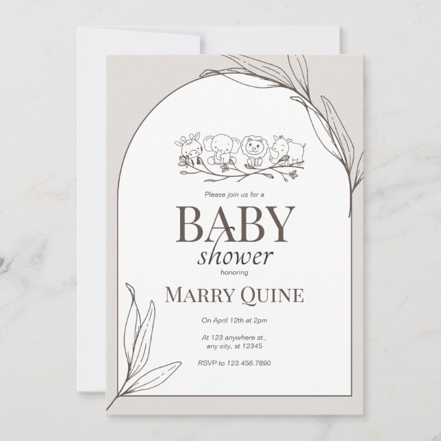 Trendig typografi baby shower  inbjudningar (Framsida)