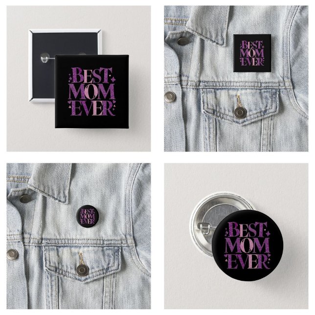 Trendig typografi Bästa mamma någonsin Knapp (best mom ever Buttons Trendy Typography)