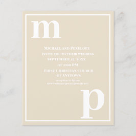 Trendig Typografi Champagne Beige Budget Bröllop Flygblad
