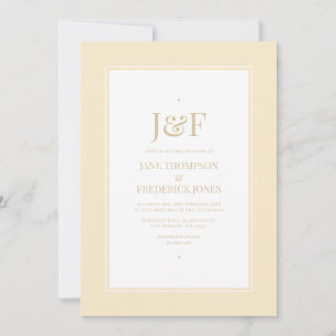 Trendig typografi Champagne och elfenbensvit bröll Inbjudningar